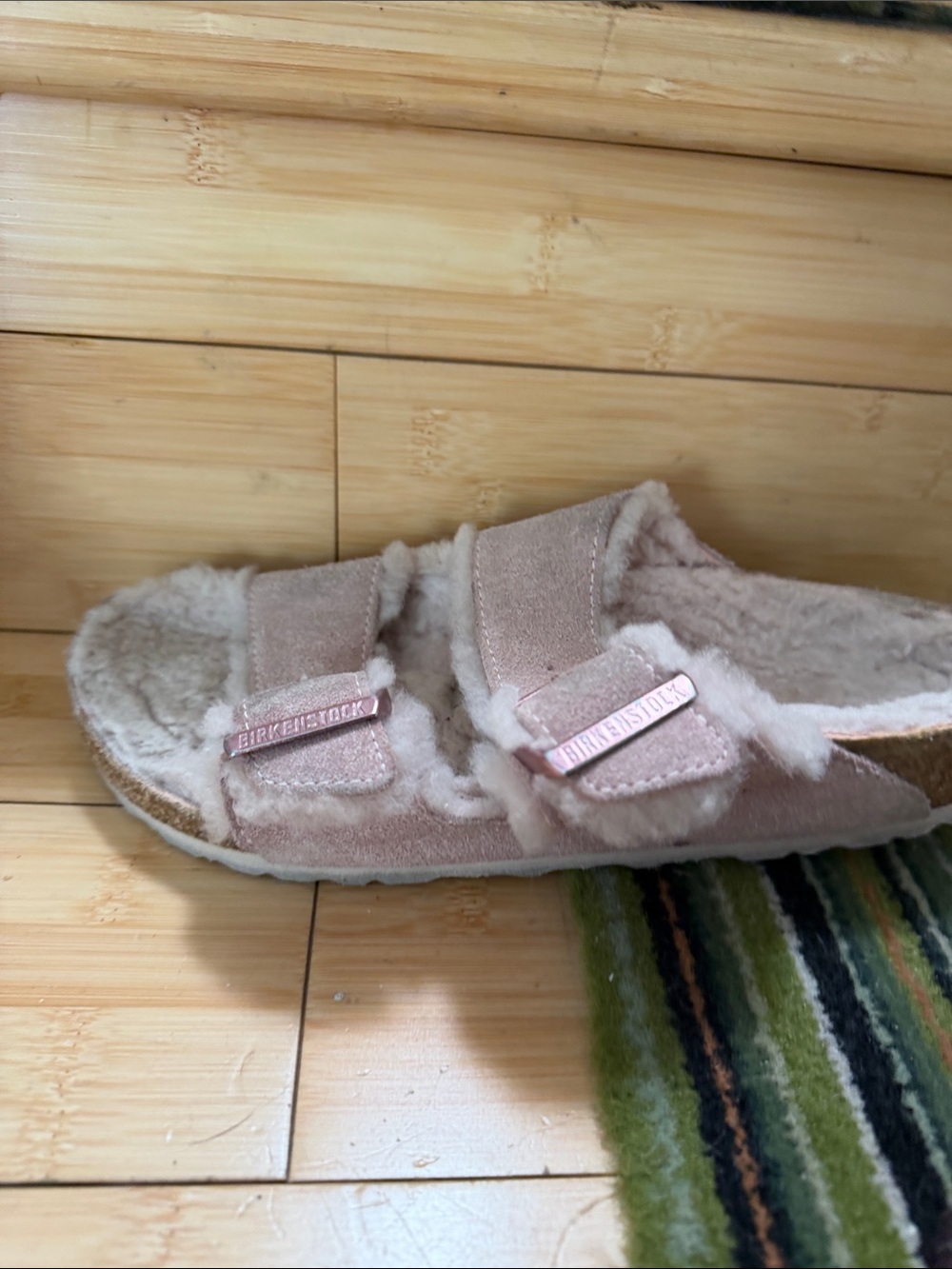 Birkenstock Arizona Suede Shearling Slides in Dusty Rose -38 - Picture 5 of 10